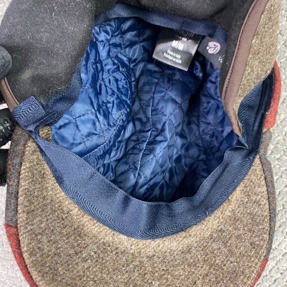 Magill Italy Patchwork Wool Tweed Flat Cap Newsboy Cabbie Hat Medium Ear Flaps - Picture 8 of 10